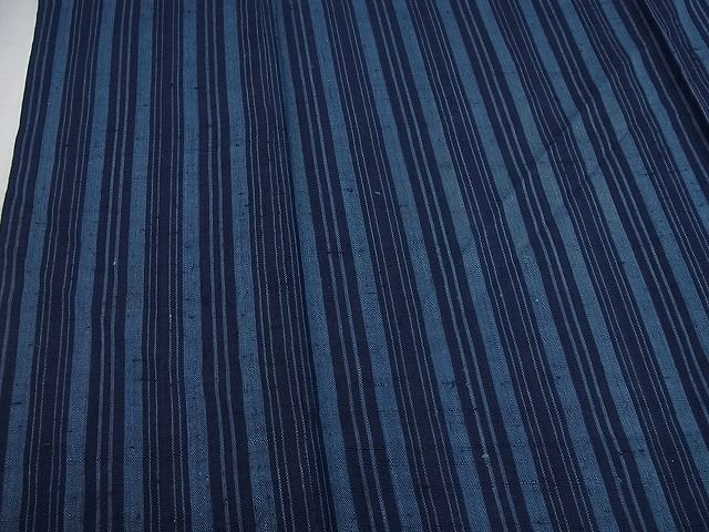 平和屋本店▽希少 銀座こうげい 織物師・田島隆夫 紬 単衣 縞 たとう紙付き 逸品3s5652