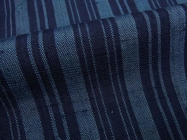 平和屋本店▽希少 銀座こうげい 織物師・田島隆夫 紬 単衣 縞 たとう紙付き 逸品3s5652