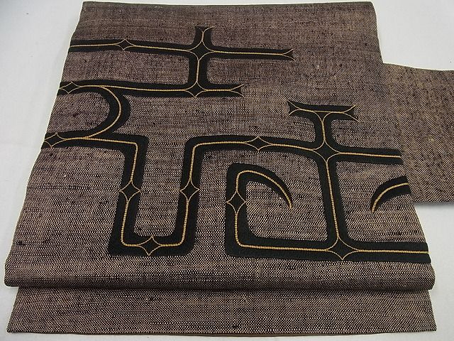 期間限定セール30%off●希少 銀座こうげい 九寸名古屋帯 アイヌ柄 紬地 たとう紙付き 逸品3s5656