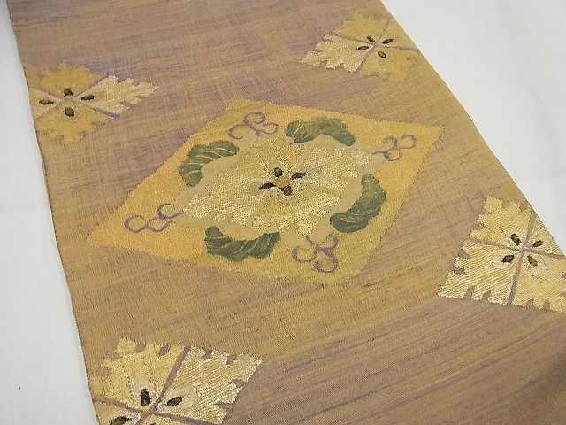 平和屋本店●希少 銀座こうげい 太鼓柄袋帯 紬織 花菱柄 金銀うるし入り たとう紙付き 逸品3s5660