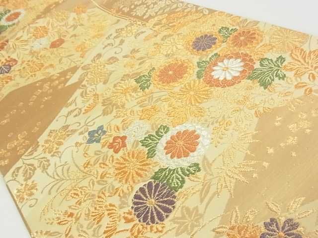平和屋着物■六通柄袋帯 草花文 金糸 逸品 rt3081