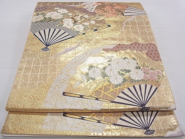 平和屋着物■六通柄袋帯 唐織 道長檜扇重 逸品 dx0293