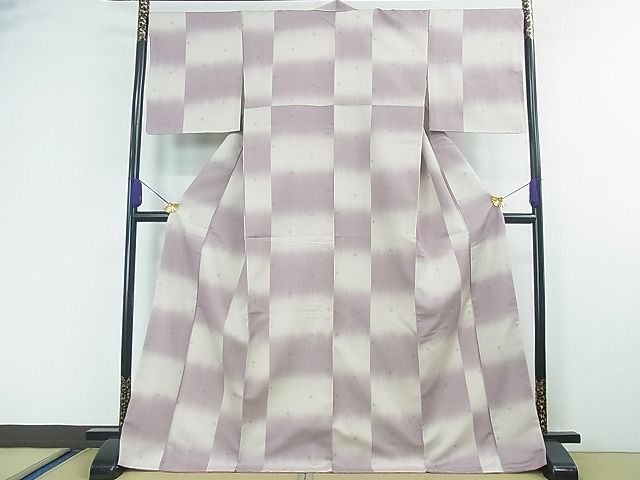 平和屋本店●極上 京都・西陣 織元ブランド 秦流舎 お召 破陣楽 市松文様 証紙付き 逸品 未使用 4kh2089