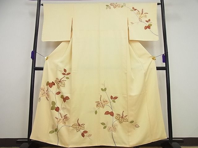 平和屋本店●最高級 訪問着 駒刺繍 手刺繍 砥粉色地 桐 金彩 逸品4s133