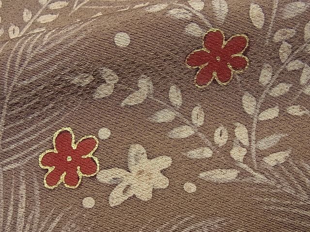 平和屋本店●超希少 品川恭子 訪問着 銀煤竹色地 草花文 金彩 逸品4s150.