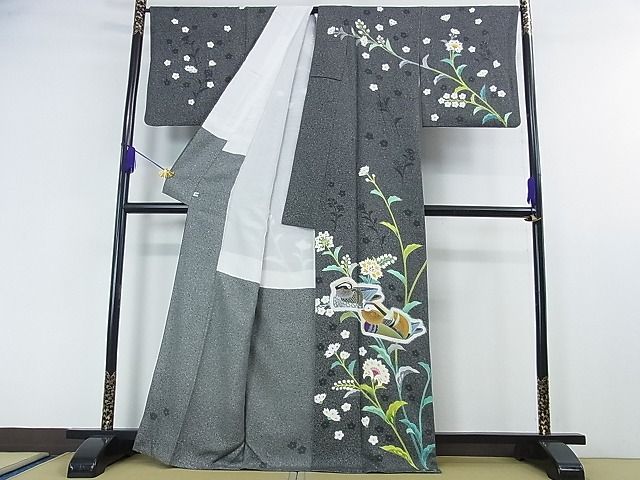 平和屋本店●極上 人間国宝 羽田登喜男 TOKIOetTOKI 訪問着 鴛鴦花文 たたき染め 金彩 逸品 4kh2131