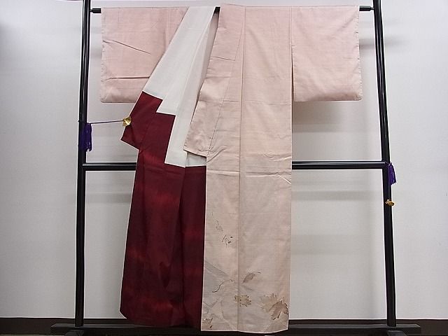 平和屋着物■訪問着 作家物 紬地 舞葉文 逸品 ze7798