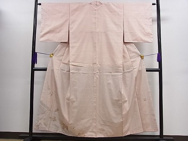 平和屋着物■訪問着 作家物 紬地 舞葉文 逸品 ze7798