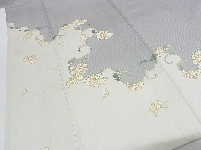 平和屋本店■極上 夏物 ジャパンオートクチュール 渡辺雪三郎 訪問着 絽 花唐草文 金彩 着丈162.5cm 裄丈68.5cm 正絹 逸品 4kk0116