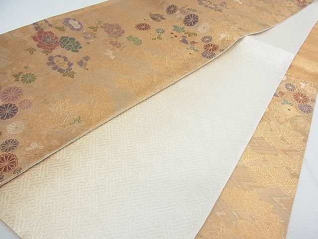 平和屋着物■佐賀錦 六通柄袋帯 鴛鴦花文 金糸 逸品 jm3098