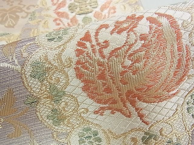 平和屋着物■六通柄袋帯 嵯峨野 切嵌花唐草文 金糸 逸品 ud3633