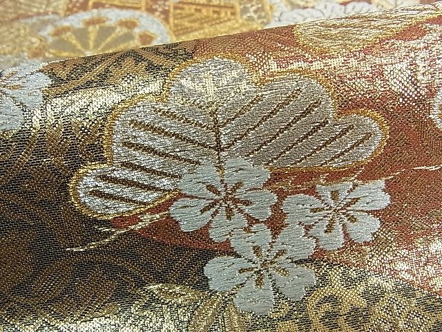 平和屋着物■六通柄袋帯 御所車吉祥花文 金銀糸 逸品 ud3676