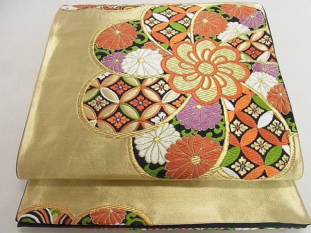 平和屋着物■六通柄袋帯 唐織 吉祥花文 金糸 逸品 du3927