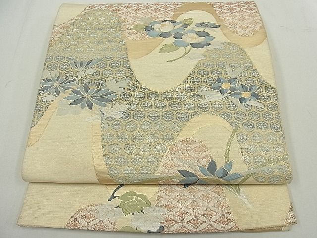 平和屋着物■六通柄袋帯 吉祥花文 金糸 逸品 jm3133
