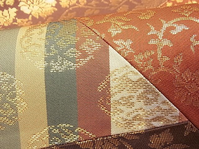 平和屋着物■太鼓柄袋帯 切嵌 花唐草文 金糸 逸品 jm3163