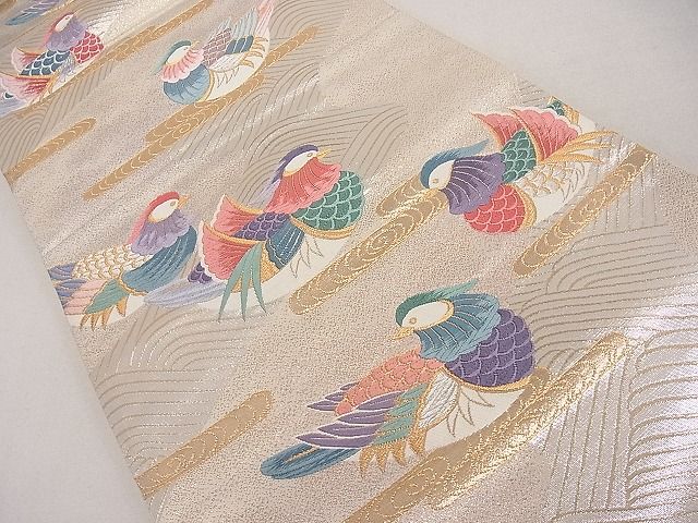 平和屋着物■六通柄袋帯 唐織 流水鴛鴦文 金銀糸 逸品 jm3214