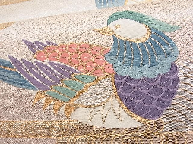 平和屋着物■六通柄袋帯 唐織 流水鴛鴦文 金銀糸 逸品 jm3214