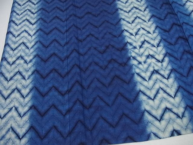 平和屋本店▽極上 紬 本藍 絞り 単衣 逸品 4s235