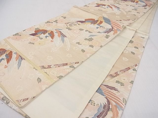 平和屋着物■六通柄袋帯 色紙鳳凰花文 金糸 逸品 ya0973