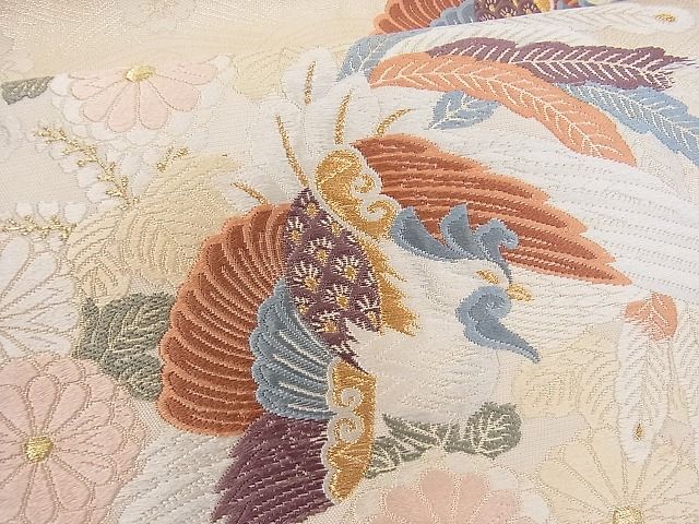 平和屋着物■六通柄袋帯 色紙鳳凰花文 金糸 逸品 ya0973