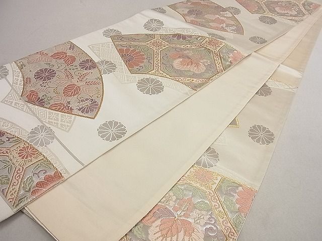 平和屋着物■六通柄袋帯 唐織 地紙吉祥花文 金銀糸 逸品 du4078