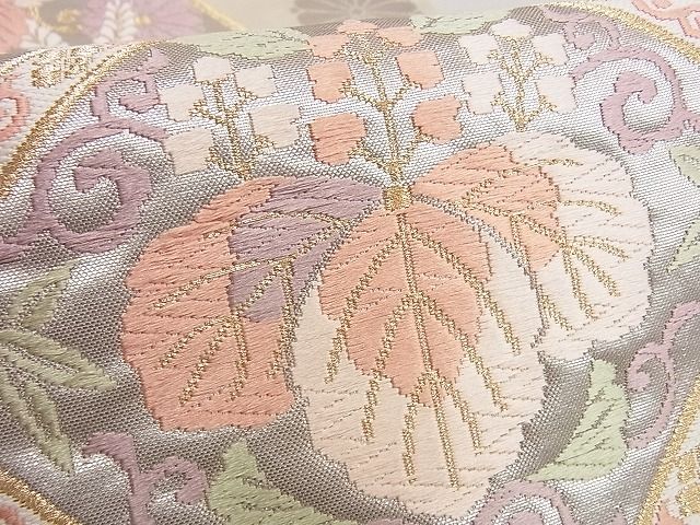 平和屋着物■六通柄袋帯 唐織 地紙吉祥花文 金銀糸 逸品 du4078