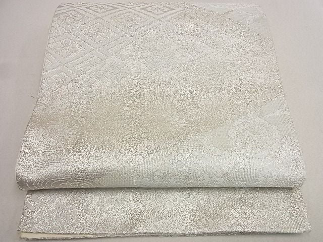 平和屋着物■六通柄袋帯 流水吉祥花文 銀糸 du4127
