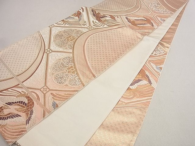 平和屋着物■六通柄袋帯 向かい鳳凰吉祥花文 金糸 逸品 du4176
