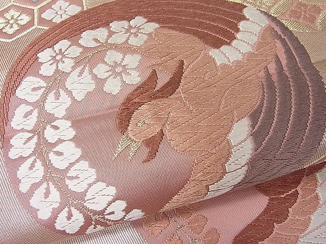 平和屋着物■六通柄袋帯 唐織 鳳凰花丸文 金糸 逸品 ut7354