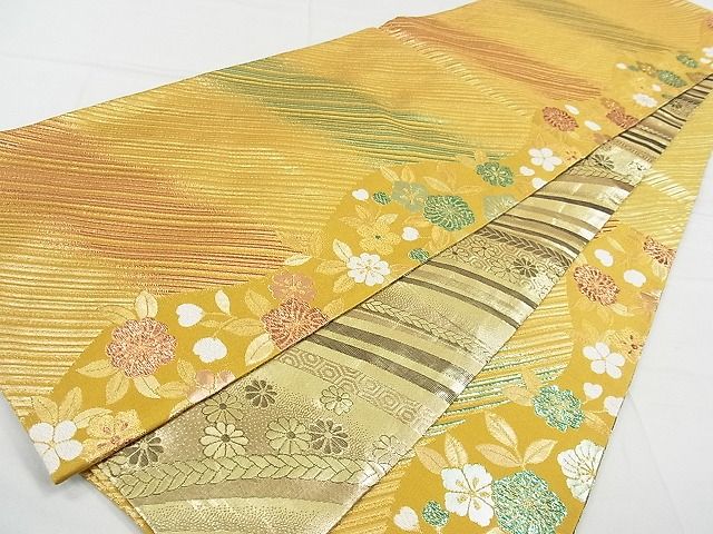 平和屋着物■両面 六通柄袋帯 舞花文 金糸 逸品 ap5472
