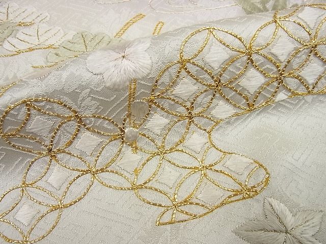 平和屋本店●極上 訪問着 総刺繍 駒刺繍 風景草花文 暈し染め 金糸 逸品4s349