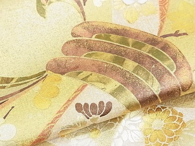 平和屋着物■六通太鼓柄袋帯 刺繍 束ね熨斗花文 金彩 逸品 ap5506