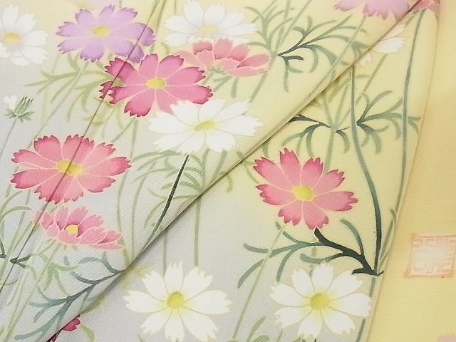 期間限定セール30%off●極上 名門染元 秀美 十日町友禅 龍谷 訪問着 コスモス 暈し染め 着丈166cm 裄丈66cm 正絹 逸品 4kk0178