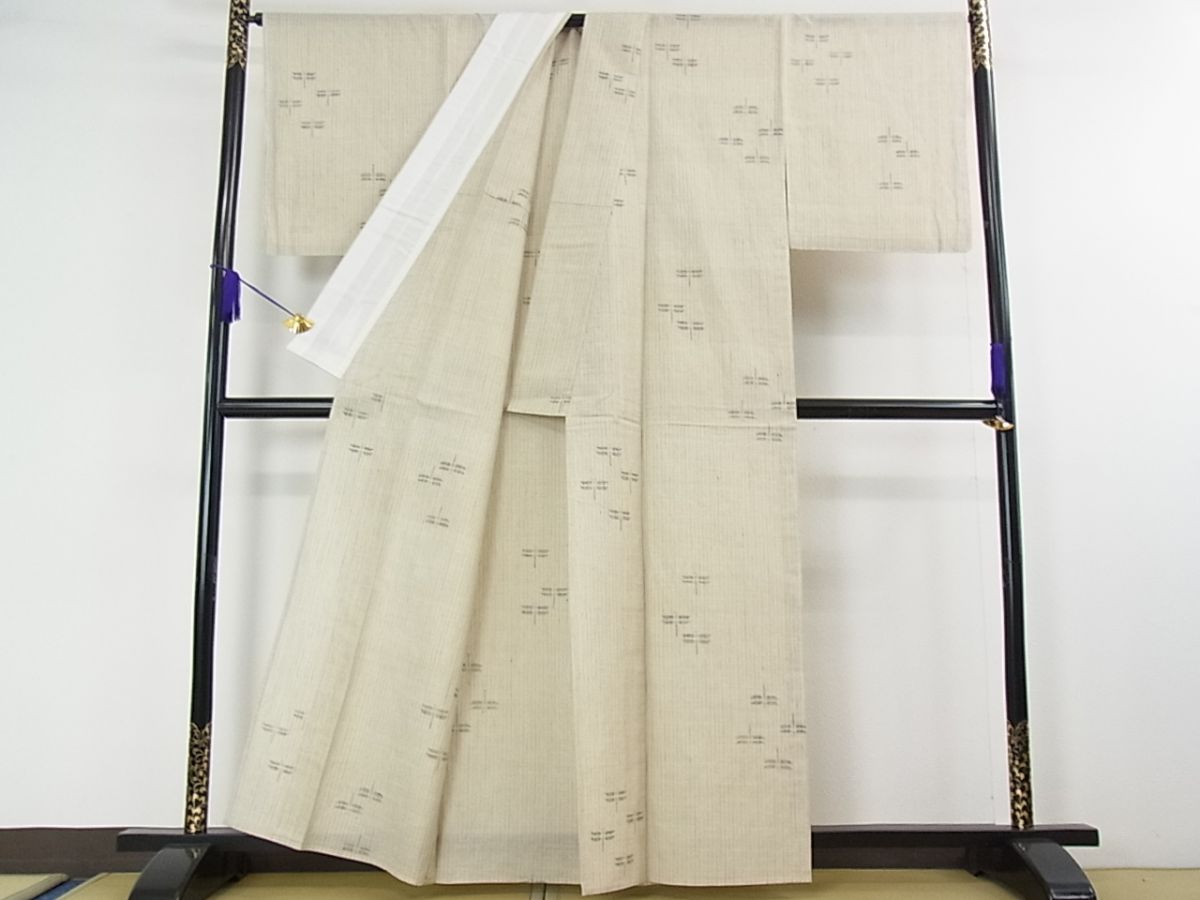 平和屋本店■希少 夏物 本場結城紬 重要無形文化財 夏結城 奥順謹製 野村半平 蜻蛉 証紙付き 逸品 未使用 4kh2107