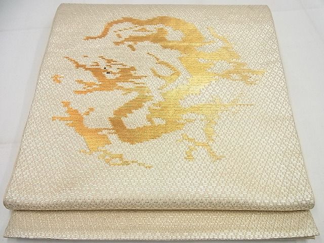 平和屋本店■最高級 龍村平蔵製 狩場龍文錦 本袋帯 金銀糸 逸品4s367