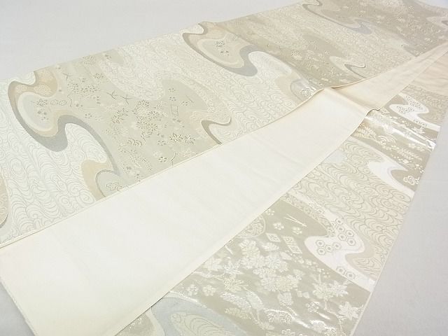 平和屋着物■六通柄袋帯 流水草花文 金銀糸 逸品 rt3710