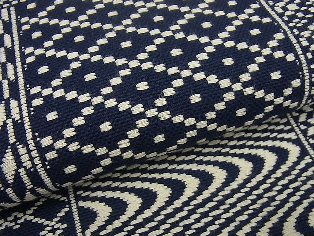 平和屋本店■極上 こぎん刺し 八寸名古屋帯 綿 市松吉祥文 逸品4s427