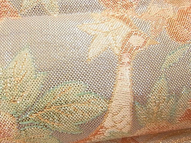 平和屋着物■宝珠本佐賀錦 六通柄袋帯 扇面孔雀花文 九百錦 金糸 逸品 n-hv4346