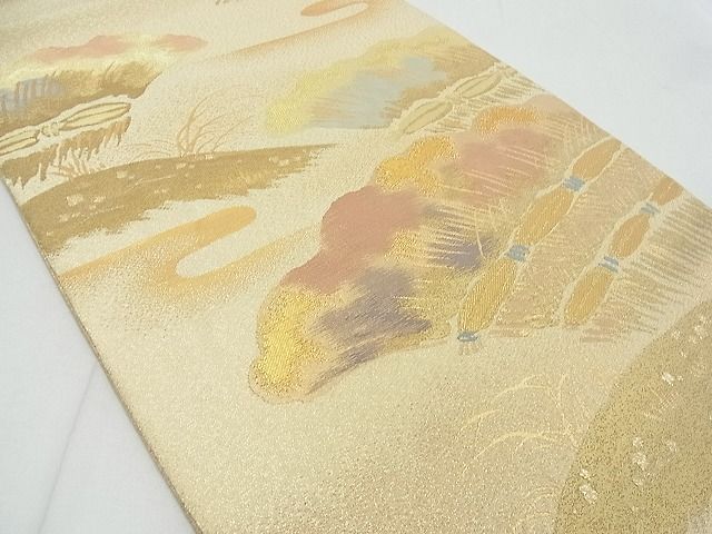 平和屋着物■六通柄袋帯 遠山垣 金糸 逸品 ox5836