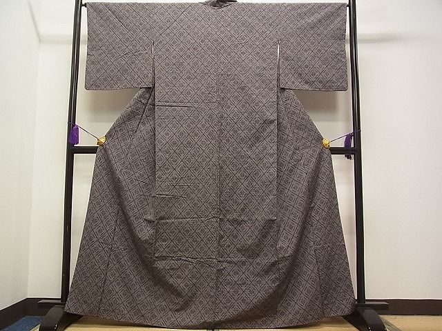 平和屋着物■上質な紬 菱花文 逸品 vf9054
