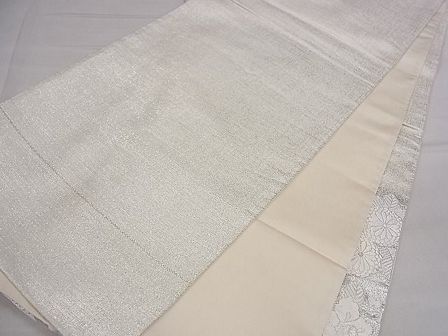 平和屋着物■六通太鼓柄袋帯 唐織 草花文 銀糸 逸品 CAAA2505ze