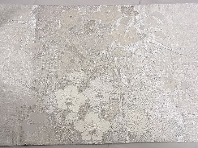 平和屋着物■六通太鼓柄袋帯 唐織 草花文 銀糸 逸品 CAAA2505ze