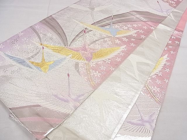 平和屋着物■六通柄袋帯 唐織 飛鶴舞蝶文 金銀糸 逸品 CAAA2538ze