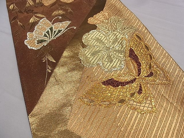 平和屋着物■六通柄袋帯 舞蝶文 金銀糸 逸品 CAAA2549ze