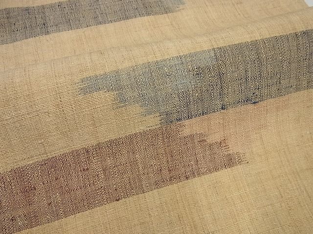 平和屋本店*希少 夏物 重要無形文化財 越後上布 九寸名古屋帯 大渕茂 霞文 証紙付き 逸品 未使用4s543
