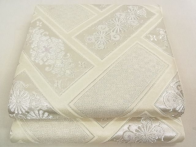 平和屋着物■六通柄袋帯 檜垣花唐草文 銀糸 逸品 DAAA3035rt