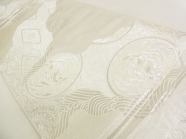 平和屋着物■六通柄袋帯 立波鳳凰花文 銀糸 逸品 DAAA3031rt