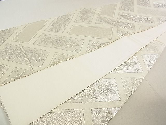 平和屋着物■六通柄袋帯 檜垣花唐草文 銀糸 逸品 DAAA3035rt