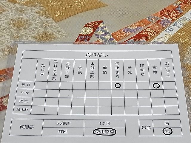 平和屋着物■六通柄袋帯 唐織 能調小袖文 金銀糸 正絹 逸品 AAAC2094Aog