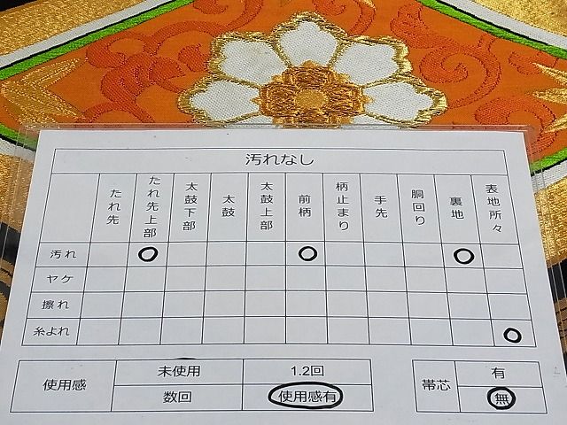平和屋着物■六通柄袋帯 唐織 花菱文 黒地 金糸 正絹 逸品 AAAC2098Aog